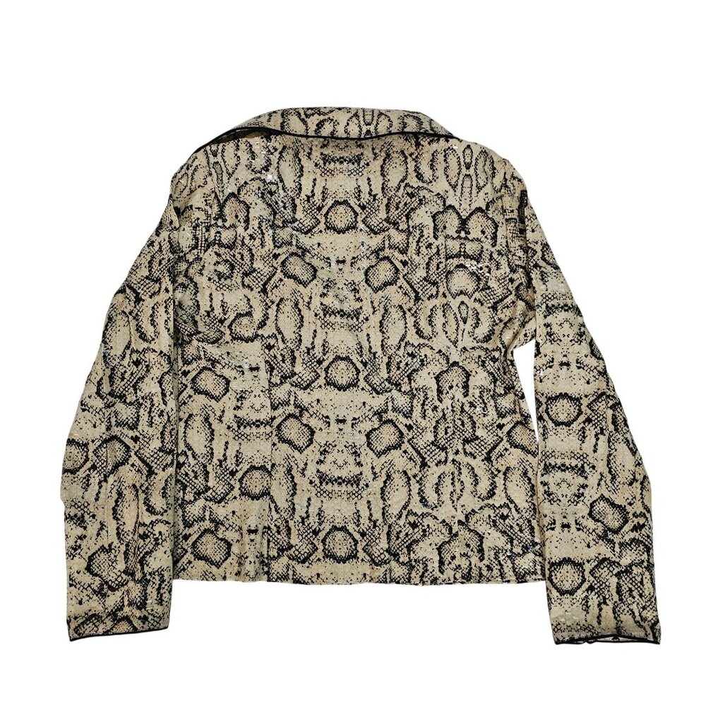 Clara S. Allover Snake Print Button-Up Allover Sequin Jacket Women's Size Large - Picture 3 of 13